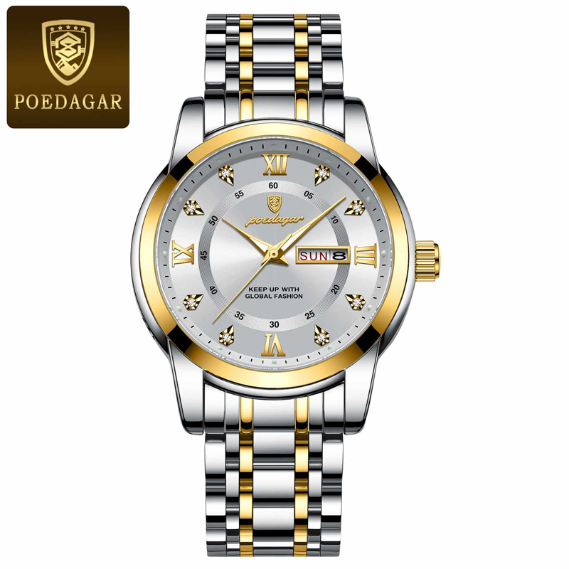 Poedagar PO936 Chronograph Calendar Wristwatch (White)